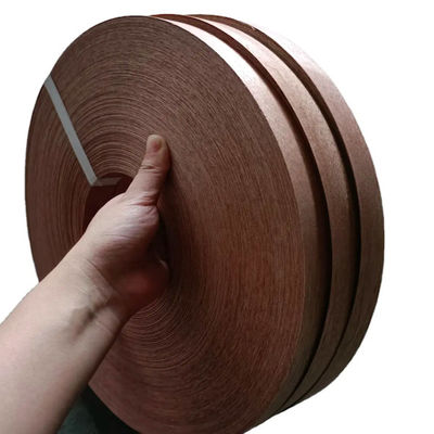 Smooth Red Walnut Veneer Edge Banding , 150m Plywood Edge Banding Roll